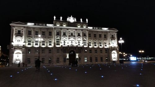 Illuminated building at night