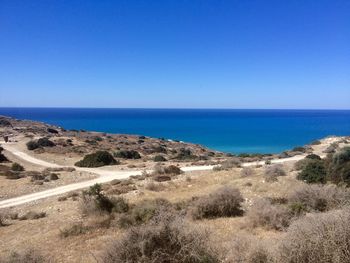 Scenic view of sea against clear sky