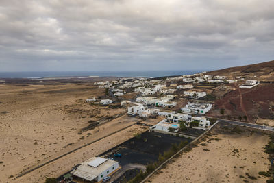 High angle view of townscape against sky