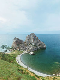 High angle view of beach against sky