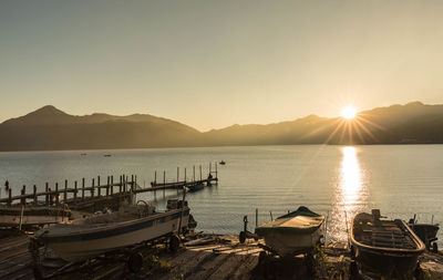 Panoramic view of sea against sky during sunset