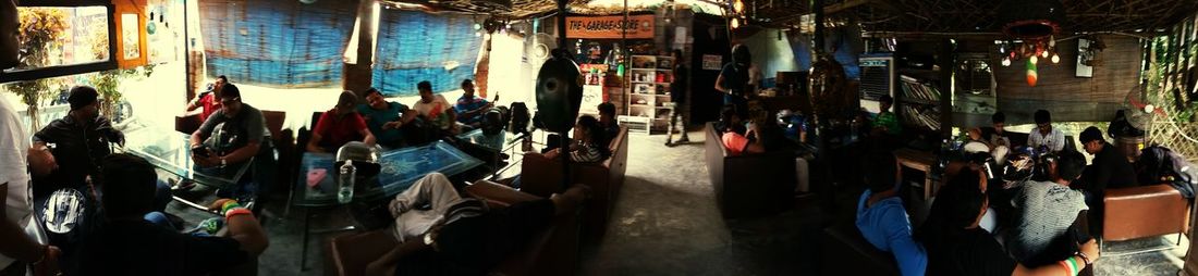 Panoramic view of people in market