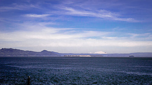 Scenic view of sea against cloudy sky