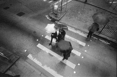 High angle view of woman in pond