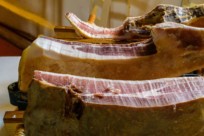 Close-up of meat on table