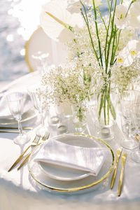 Close-up of christmas decorations on table