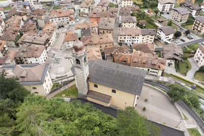 High angle view of buildings in city