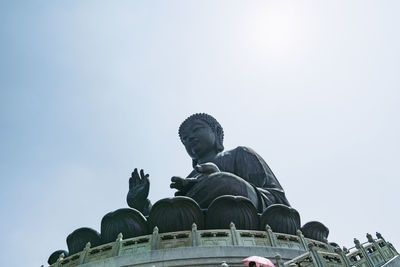 Low angle view of statue against clear sky