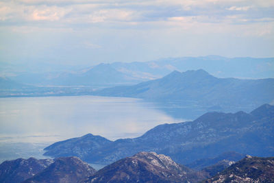 View from above on mountain and skadarsko lake in montenegro