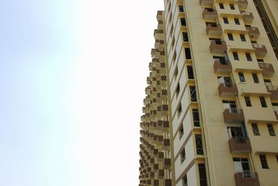 Low angle view of buildings against clear sky