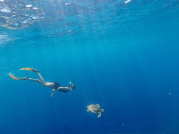 Low section of woman swimming in sea