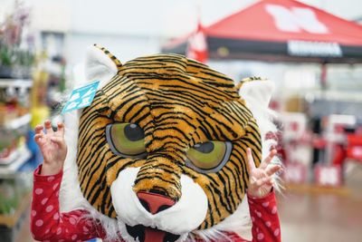 Close-up of person wearing mask