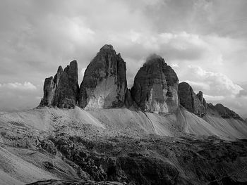 Panoramic view of rocky mountains against sky