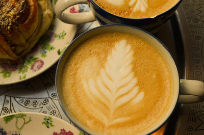 High angle view of coffee on table
