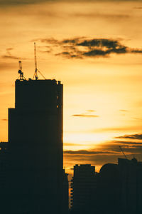 Silhouette buildings against sky during sunset