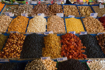 High angle view of spices for sale