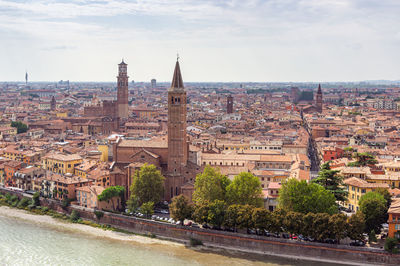 Aerial view of buildings in city