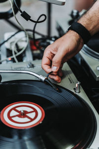 Close-up of man using mobile phone