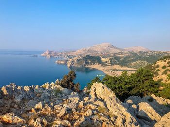 Scenic view of sea against clear sky