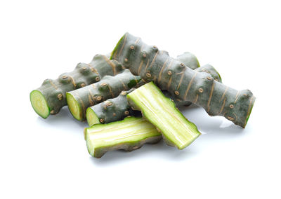 High angle view of vegetables on white background