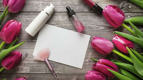 High angle view of ingredients on table