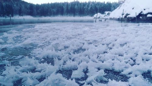 Scenic view of snow covered field