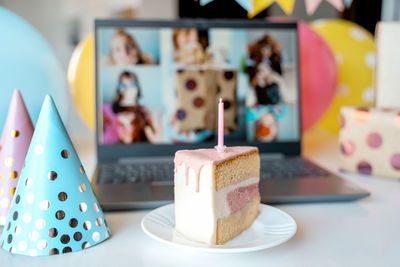 Close-up of cake on table