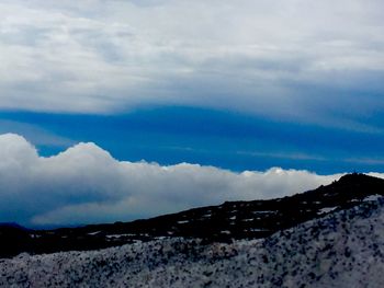 Scenic view of sea against storm clouds