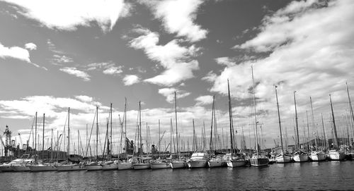 Boats moored in harbor