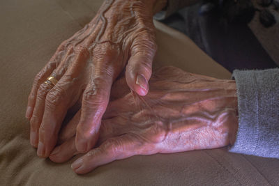 Close-up of wrinkled hands