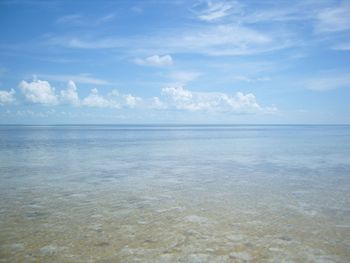 Scenic view of sea against cloudy sky