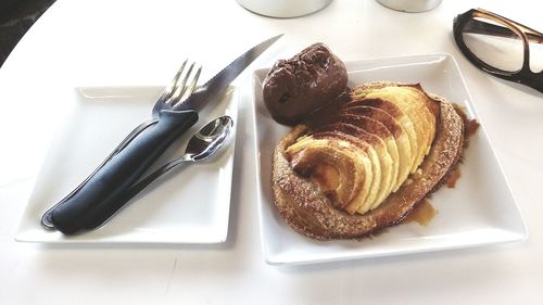 Close-up of breakfast on table