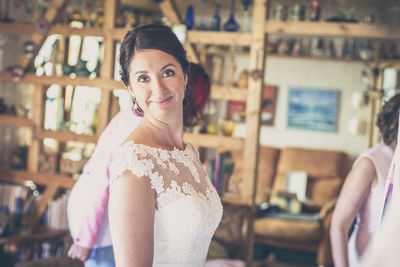 Portrait of smiling bride