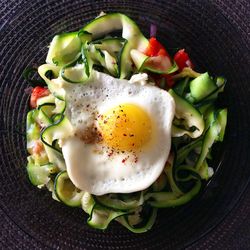 Close-up of breakfast served on plate