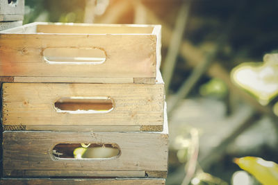 Close-up of bread in box on table