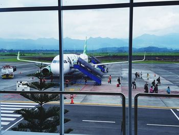 View of airport runway against sky