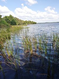 Scenic view of lake against sky