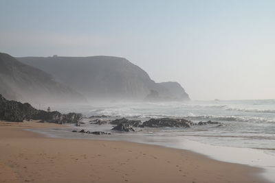Scenic view of sea against clear sky