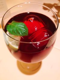 Close-up of drink in glass on table