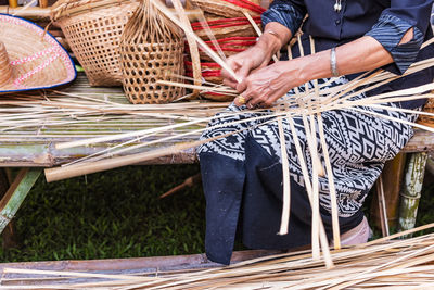 Man working in basket