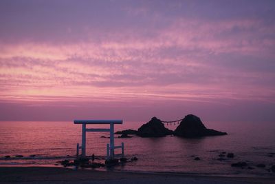 Scenic view of sea at sunset