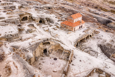 High angle view of cave