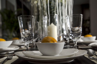 Close-up of cocktail in glass on table