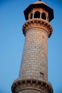 Low angle view of lighthouse against clear sky