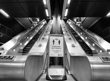 Low angle view of escalator in subway station