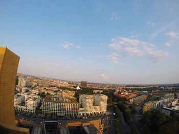 High angle view of townscape against sky