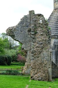 Low angle view of old ruin building