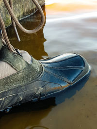 High angle view of shoes on ground