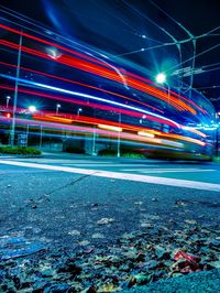 Light trails on city street at night