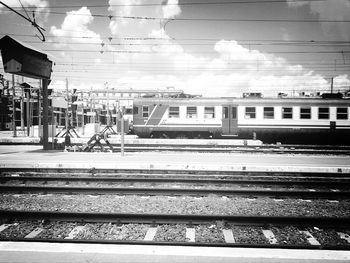 Train on railroad station platform